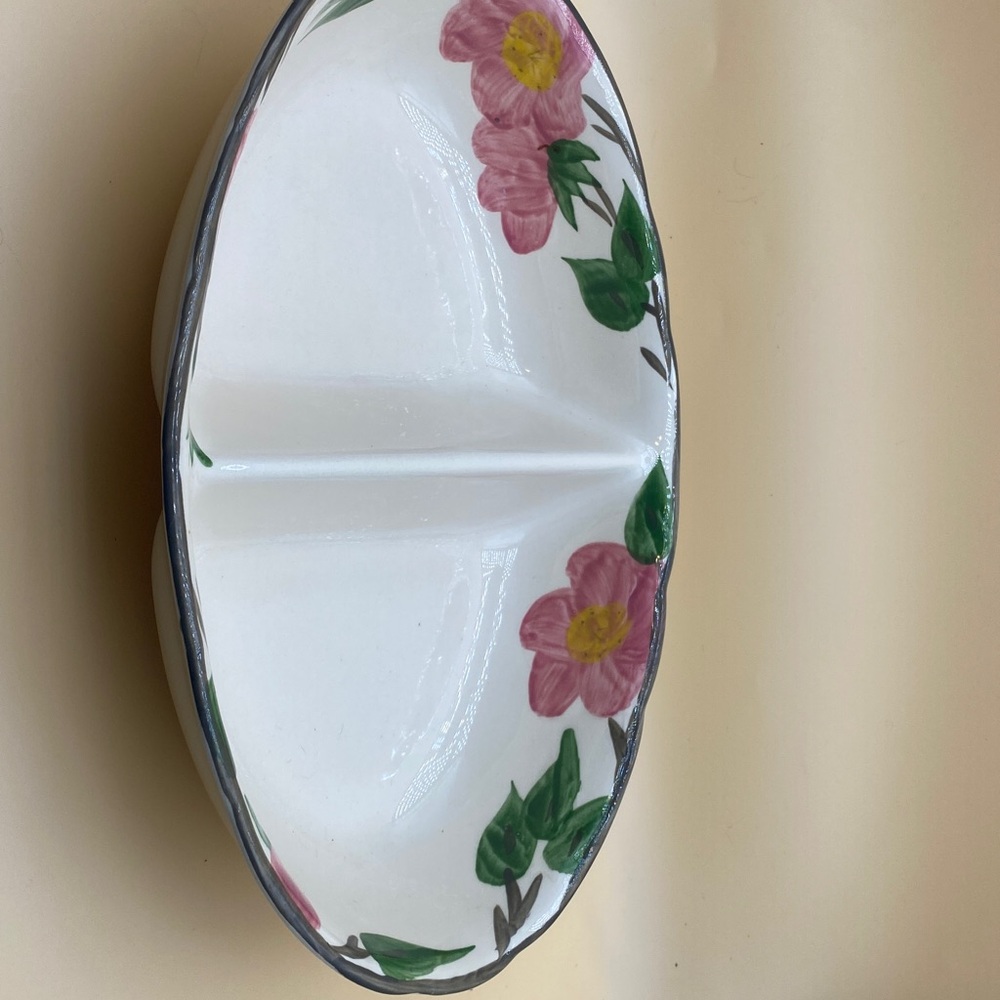 VINTAGE Franciscan Desert Rose Divided Serving Dish Pink Floral Cottagecore USA